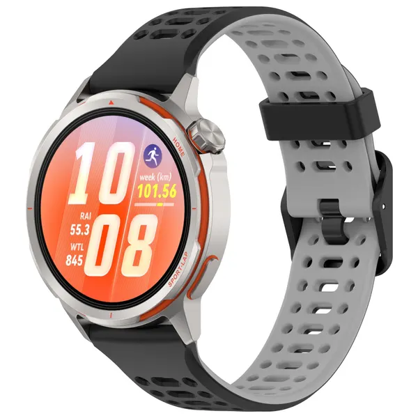 Сменный силиконовый ремешок MyPads для умных смарт-часов Huawei Watch GT Runner 2 (22mm) с функцией быстрой замены, быстросъемный, черный с серой и.