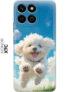 Силиконовый чехол на Honor X7C с принтом "Радостный щенок"