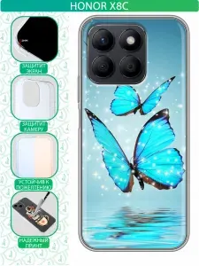 Чехол для Honor X8c с принтом Бабочки