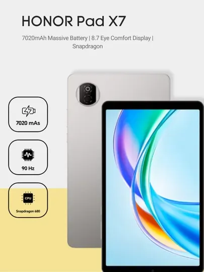 Планшет HonorPad X7 , прочная и надежная конструкция, полностью металлическая задняя панель