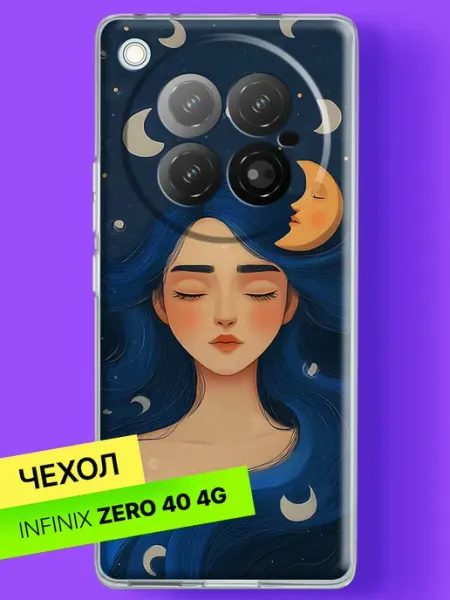 Чехол на Zero 40 Девушка с синими волосами и луной Infinix