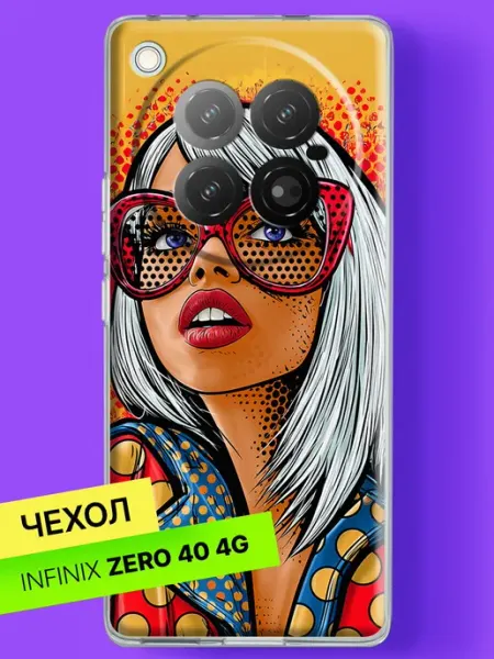 Чехол на Zero 40 с принтом Девушка в красных очках Infinix
