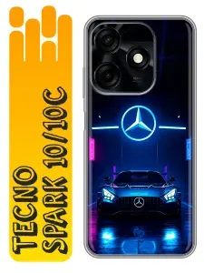 Чехол для Tecno Spark 10, Spark 10С с принтом Mercedes Мерседес на Техно Спарк 10, Спарк 10С