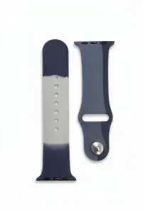 Ремешок для Apple Watch 44/45/46/49 mm размер M/L, силиконовый трёхцветный, цвет Синий, Серый, Тёмно-синий, браслет на смарт-часы Эпл Вотч для iWatch Series 11 10 9 SE Ultra 3 Ultra 2 совместимый