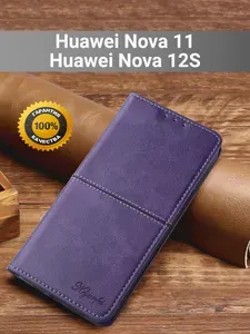 Чехол книжка elitcase на Huawei Nova 11 и Huawei Nova 12s / Хуавей Нова 11 и Хуавей Нова 12s (Тёмно-фиолетовая)