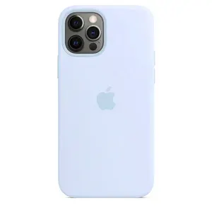 Чехол силиконовый МagSafe для iPhone 12 Pro / 12 / Анимация NFC / Айфон 12 про / 12 / Cloud Blue / Небесный Голубой