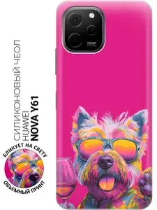 Силиконовый чехол на Huawei nova Y61 с принтом "Собачий денди"