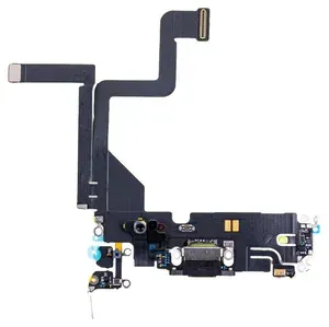 Шлейф для iPhone 14 Pro (A2891) на системный разъем/микрофон Черный - Премиум