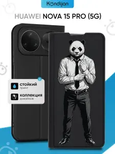 Чехол на Huawei Nova 15 Pro 5G с рисунком, противоударный, с магнитом, черный принт МИСТЕР ПАНДА / Хуавей Нова 15 Про