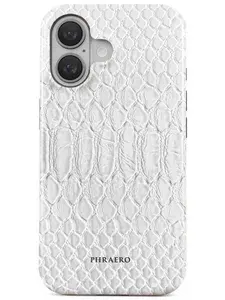 Чехол для iPhone 16 фирменный / кейс на айфон 16 Белый крокодил