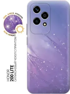 Силиконовый чехол на Honor 200 lite с принтом "Капли на синей траве"