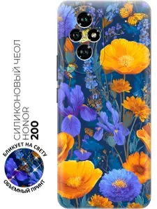 Силиконовый чехол на Honor 200 с принтом "Сине-жёлтая симфония"