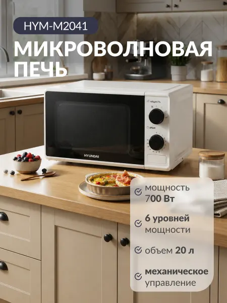 HYUNDAI Микроволновая печь HYM-M2041 белый черный