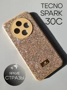 Чехол SWAROVSKI для Tecno Spark 30C золотой