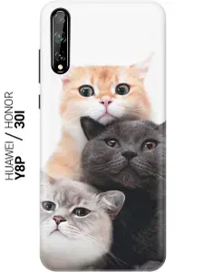 Силиконовый чехол на Honor 30i / Huawei Y8P с принтом "Котики"