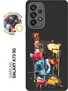 Матовый Soft Touch силиконовый чехол на Samsung Galaxy A73 5G / Самсунг А73 5Г с 3D принтом "Aquarelle Wine" черный