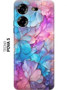 Силиконовый чехол на Tecno Pova 5 / Техно пова 5 с рисунком "Цветочный витраж"