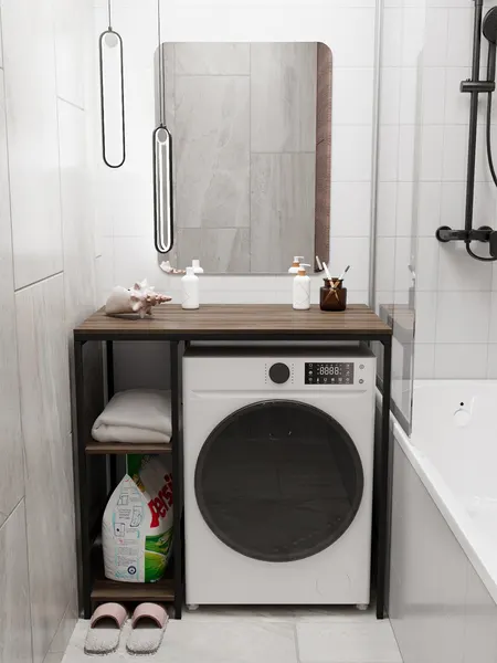 Стеллаж для ванной IamLoft, для стиральной машинки, металлический корпус, коричневый