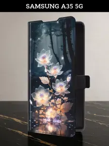 Чехол-книжка на Samsung Galaxy A35 5G (Самсунг А35 5G) с картой с цветочками