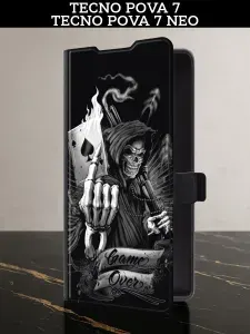 Чехол-книжка на Tecno Pova 7 / 7 Neo (Текно Пова 7 / 7 Нео) с картой и принтом "Конец игры"