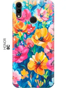 Силиконовый чехол на Honor 8C с принтом "Цветочное ассорти"