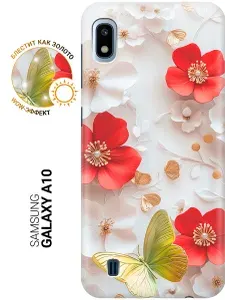 Силиконовый чехол на Samsung Galaxy A10 с принтом "Золотая бабочка" прозрачный