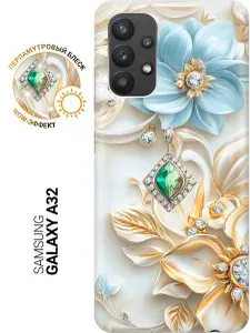 Силиконовый чехол на Samsung Galaxy A32 с принтом "Драгоценности и цветы"