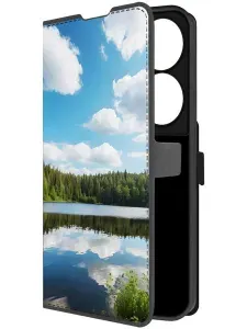 Чехол-книжка Krutoff Eco Book для Honor X7b Лесное озеро (черный)