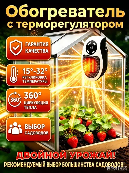 IDVROO обогреватель для теплицы с терморегулятором