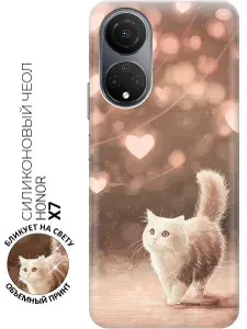 Силиконовый чехол на Honor X7 с принтом "Котик в океане нежности"