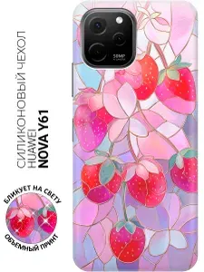 Чехол на Huawei nova Y61 с принтом "Горсть земляники в солнечных лучах"