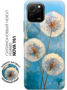 Чехол на Huawei nova Y61 с принтом "Три пушистых одуванчика"