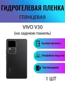 Глянцевая гидрогелевая защитная пленка на телефон Vivo V30 / Гидрогелевая пленка для виво в30 (НА ЗАДНЮЮ ПАНЕЛЬ)