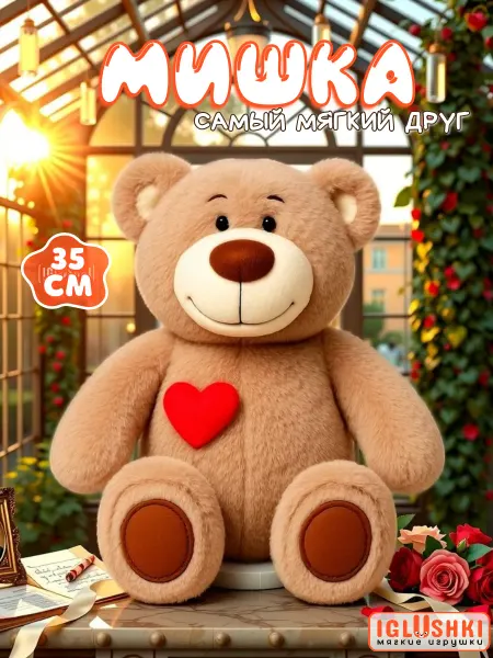 IGLUSHKI Мишка в шарфе мягкая игрушка милый подарок девушке
