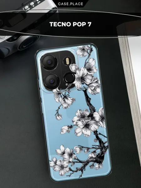 Чехол на pop 7 сакура TECNO