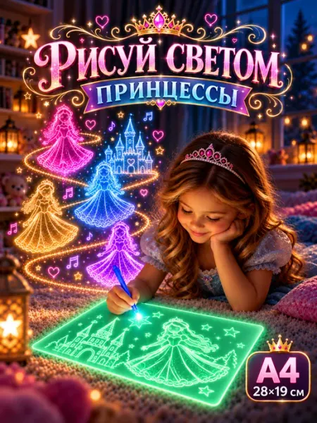 Планшет для рисования светом Принцессы А4 Рисуй светом
