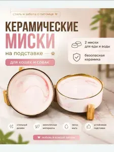 IMiPets Миска для кошек и собак керамическая двойная