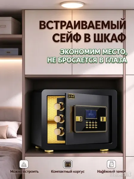 Сейф для офиса черный компактный Xiaomi