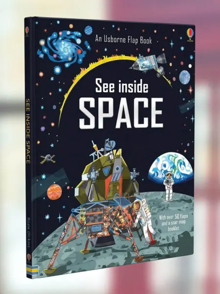 Usborne See Inside Space космос детская книга с окошками (англ.)