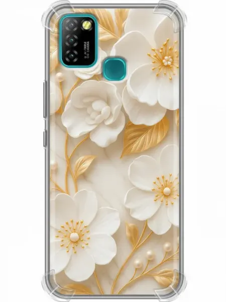 Чехол на Infinix Hot 10 Lite женский принт цветы 360skin