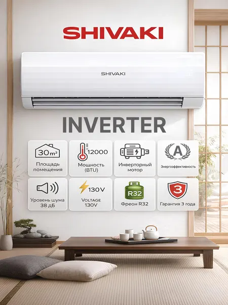 Кондиционер Shivaki SHVSIM5AW12BE, INVERTER, A