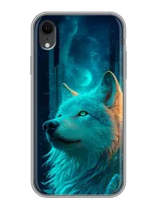 Чехол для Iphone Xr с принтом волк и луна на Айфон Xr