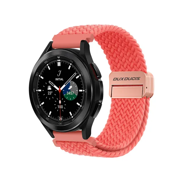 Эластичный ремешок красного цвета (Guava) от Dux Ducis для смарт часов Samsung Galaxy Watch 45 и 46мм (размер крепления 22мм), серия Strap (Mixture Pro Series)