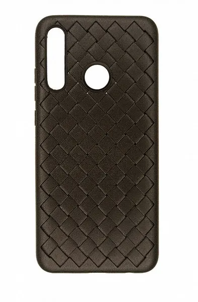 Силиконовый чехол для Huawei P Smart (2019) (под кожу, плетение, черный)