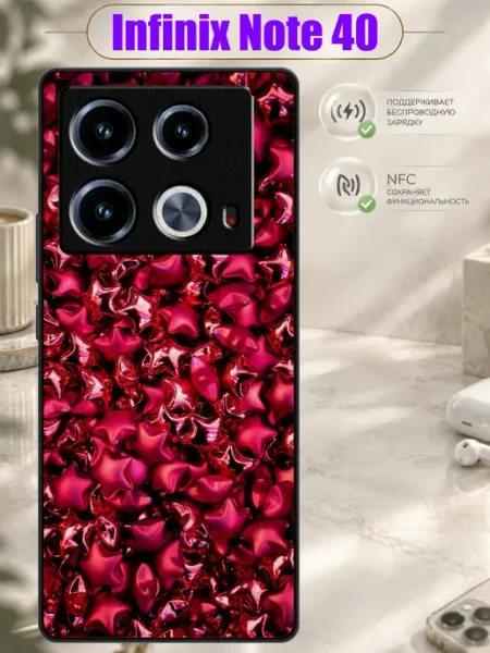 Чехол на Infinix Note 40 с принтом Красные звёзды Зачехлись по полной