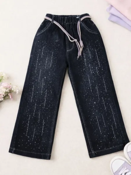 Стильные jeans брюки для девочек, свободный крой, весна-лето-осень