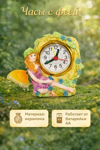 Часы-будильник Randa, кварцевые, керамические, фигурные, цвет желтый