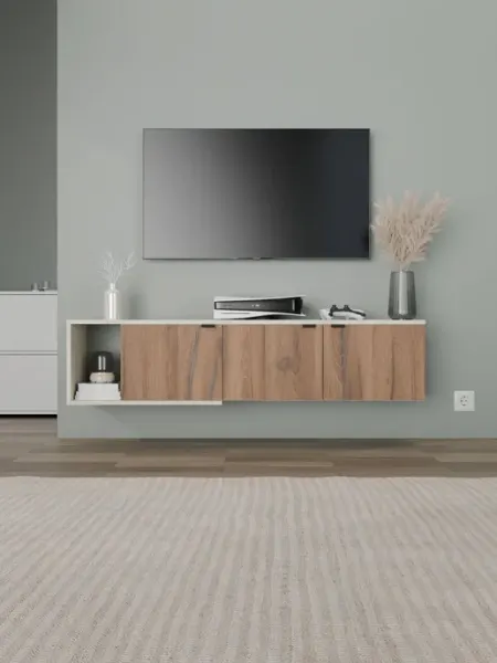 Тумба под телевизор 140x33.2x35.2 см, дуб крафт