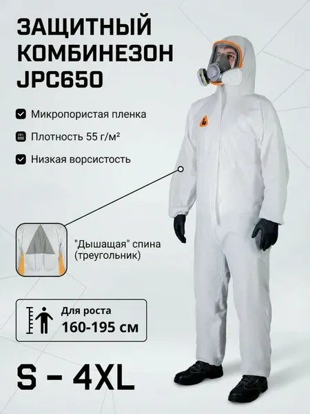 JETA SAFETY Защитный комбинезон одноразовый c дышащей спиной JPC650