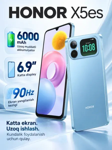Смартфон X5es,6000 мАч, 4 64 ГБ Синий HONOR
